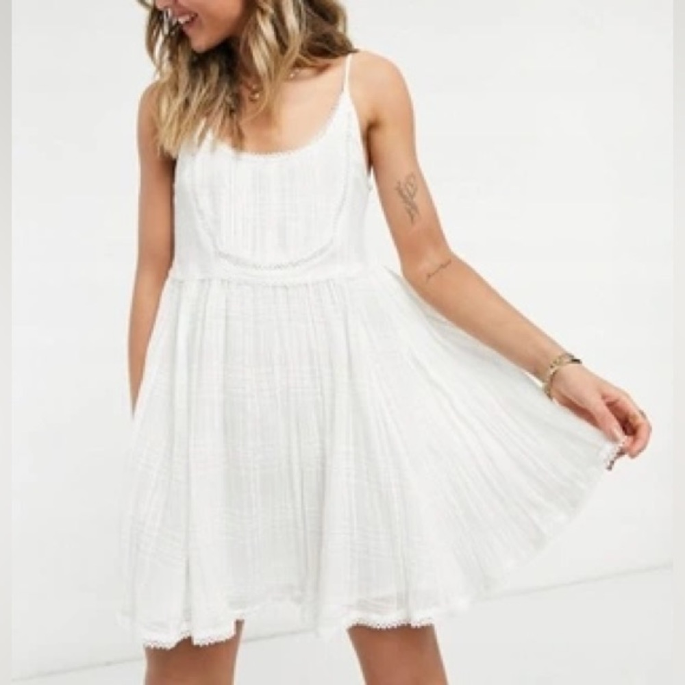 ASOS babydoll summer eyelet sundress white tank top mini dress 2 XS / S